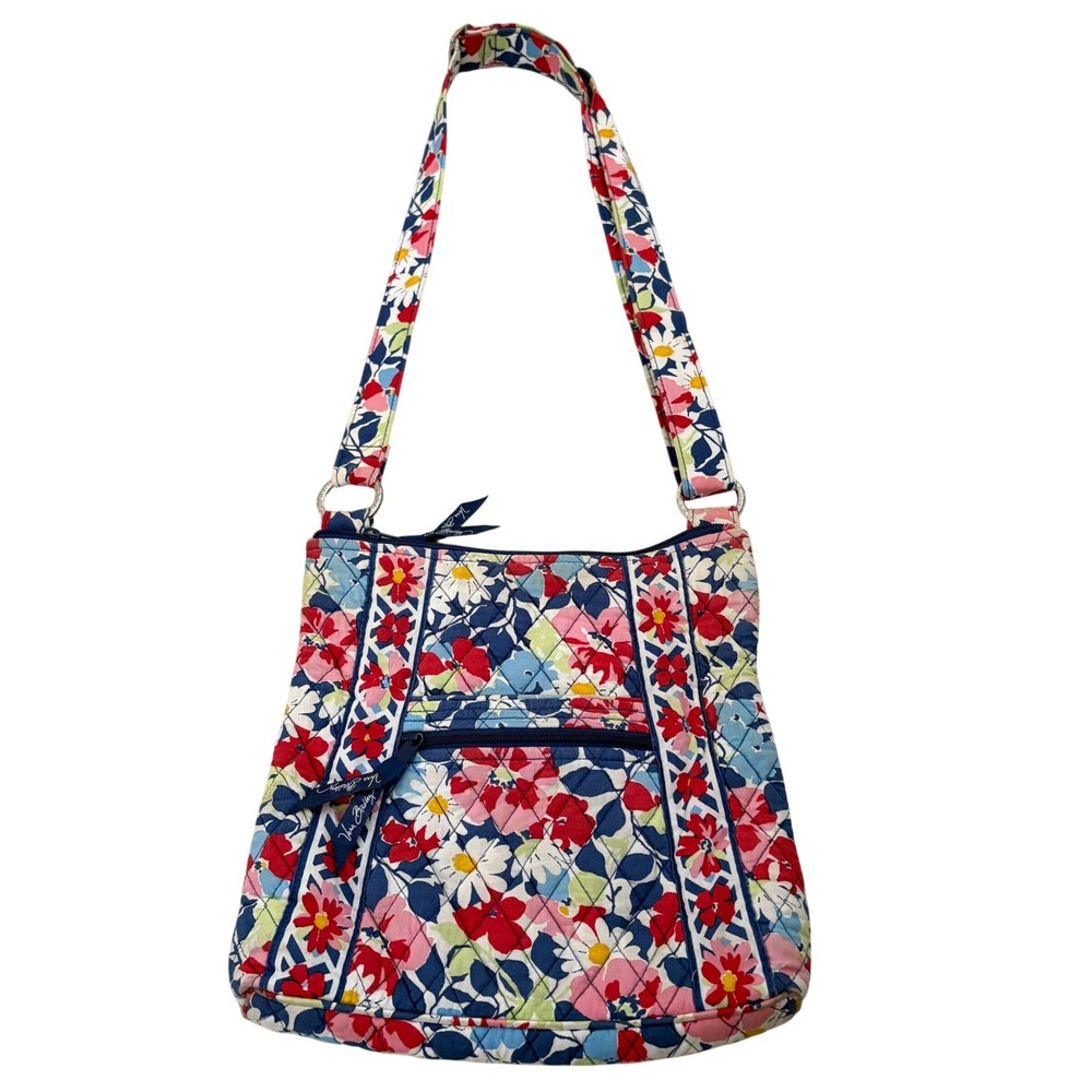 Vera Bradley Hipster Crossbody Bag Floral Quilted Cotton Blue Red Pink Travel